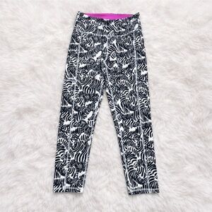 Lilly Pulitzer Luxletic Running Wild Leggings XXL Black White Zebra Print 🦓
